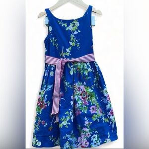 COPY - Polo Ralph Lauren Blue Floral prints striped belt dress for Girls